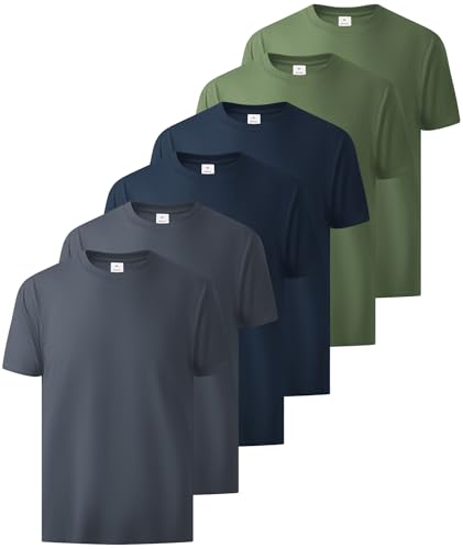 Little Beauty 6 Pack T Shirts for Men Cotton Crew Neck Short Sleeve T-Shirts Breathable & Moisture Wicking Tee