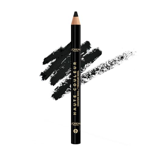 L'Oreal Paris Haute Couleur Kohl Eyeliner Pencil, Intense Eye Liner Color with Smooth Gel-Like Formula, Up To 12HR Eye Makeup Wear, 110 Black Silk