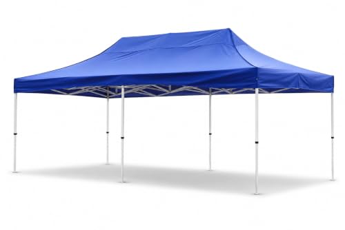 Image of Invezo Outdoor Gazebo Canopy Tent 10 x 20 feet - Waterproof Tent, 2 mins Installation with Metal sockets and Heavy top Cover (Blue, SEMI Premium (42 KGS))