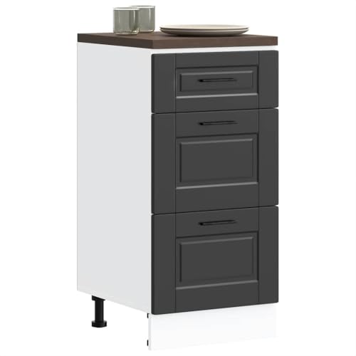 Gecheer Mueble bajo de Cocina Porto Madera contrachapada Negro Aparador Comedor,Mueble Auxiliar,Alacena de Cocina Estantería de Cocina,Muebles de Cocina