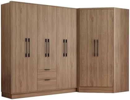 Vente-unique - Armario esquinero de 8 Puertas y 2 cajones - L263 ...