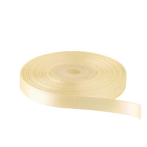Image of Solid Color Double Faced Beige Satin Ribbon 3 /8 inch X 25 Yards, Ribbons Perfect for Crafts, Wedding Decor, Bow Making, Sewing, Gift Package Wrapping and More