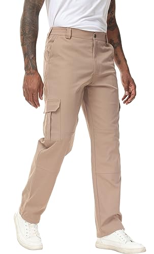 Soojun Men's Elastic Waist Relaxed Fit Stretch Cargo Pant