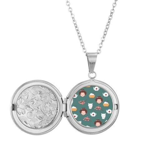 Collier médaillon théière chat cadeau original pour femme