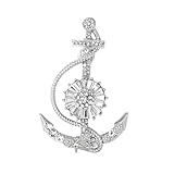 Anchor Brooch Pins for Women, Ocean Anchor Brooch Pin, Cute Nautical Anchor Brooch Lapel Pin, Bohemian Beach Anchor Brooches Pins for Women Hat Bag Suit Dress Accessories Jewelry (Silver)