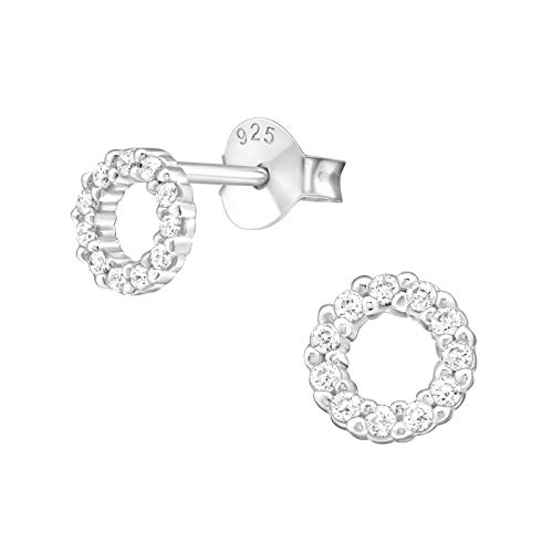 Laimons Damen-Ohrstecker Ohrringe Damenschmuck Kreis rund offen 6mm glanz Zirkonia Sterling Silber 925