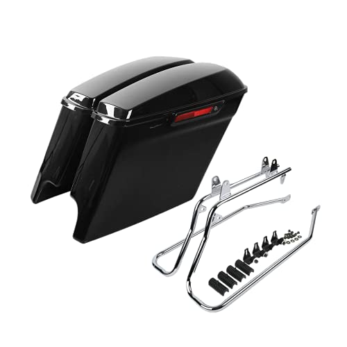 Alforjas estiradas para motocicleta XFMT con soportes de conversión cromados, compatibles con Harley Heritage Softail Deluxe 1984-2017, color negro vívido con cierres negros