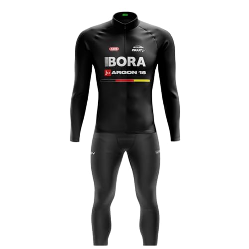 Conjunto de Ciclismo Masculino Camisa Manga Longa Preta e Branca + Calça Acolchoada Forro GEL Bike R