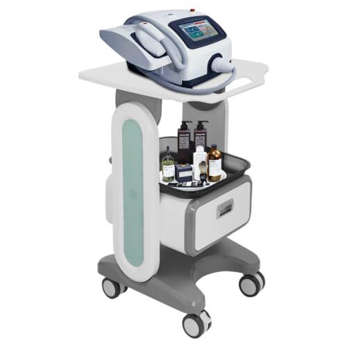 Carro médico con cajones y estante superior, carrito de laboratorio con ruedas de material ABS, 60 kg, carro médico para laboratorio, clínica, hospital, salón, color blanco