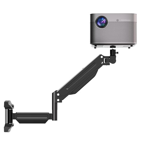 suptek Projector Wall Mount, Foldable Gas Spring Arm, Adjustable Projector Wall Bracket Rotation 360°, Tilt 90°Down, Swivel 180° Arm With 1/4 Thread, WM18YTLB