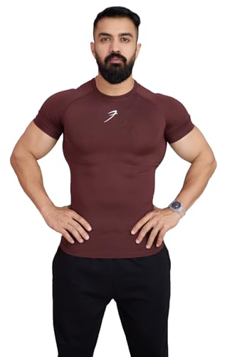 Image of FUAARK Men's Half Sleeve Compression T-Shirt - Athletic Base Layer for Fitness