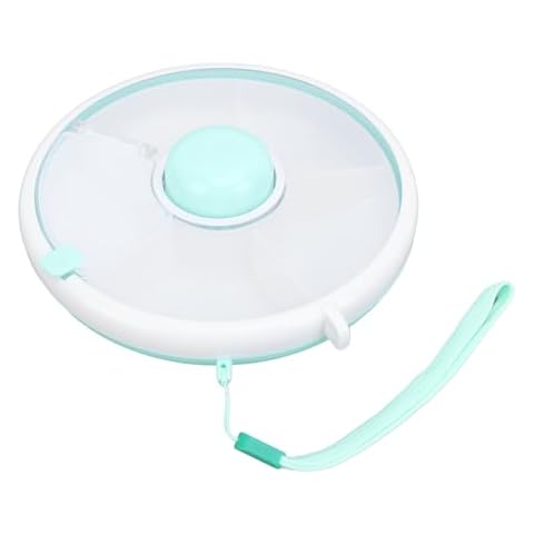 Yechiry Kids Snack Spinner, 360° Rotating Snack Storage Containers, Large Capacity Leakproof Kids Fruit Storage Box Bundle with 5 Compartment Dispenser and Lid for Home Travel Cover