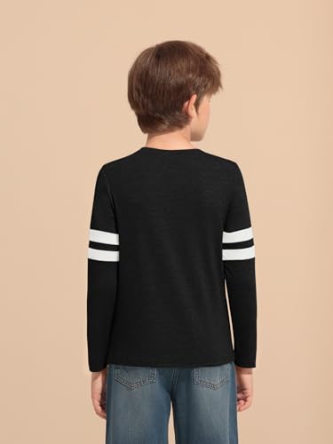 Haloumoning Boys Long Sleeve Shirts Kids Crewneck T Shirts Casual Striped Tops Tees 5-14 Years3