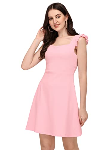 Image of Mehrang Fashion Western Dress || Stretchable Solid Sleeveles Frill Dress for Women || Western Dresses for Women || Dress for Women|| Summer Short Dresses for Women