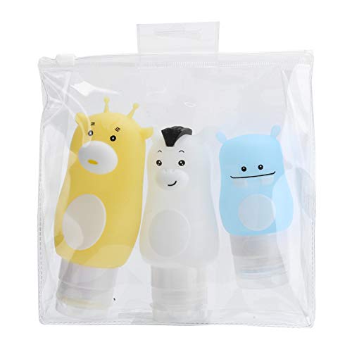 Dioche Botella de Viaje Recargable, Botella Exprimible de Animales de Dibujos Animados, Contenedor de Loción Portátil para Viajes de Negocios, Artículos de Tocador, Material PP,