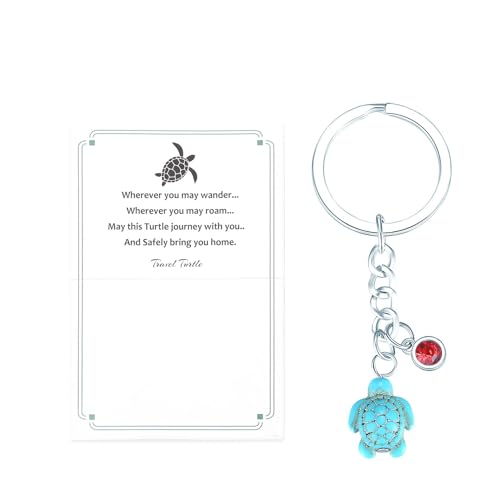 QINJIEJIE Portachiavi a forma di tartaruga da viaggio con cristalli, portafortuna, carino, tartaruga, zaino, ornamento portachiavi, portachiavi, famiglia, vacanza, avventura, compleanno, laurea