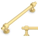 Amerdeco 10 Pack Brushed Gold Cabinet Pulls 5 Inch(128mm) Hole Center Drawer Pulls Cabinet Hardware Kitchen Cabinet Handles for Bathroom Dresser Pulls ZH0069