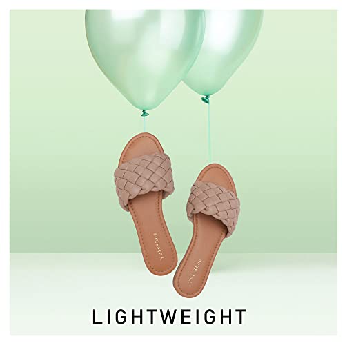 Yulvshoe Women's Braided Flat Sandals Fashion Woven Open Toe Slip On Slides Strappy Beach Sandals Slippers For Summer Nude Slides Size 8 #TOP5