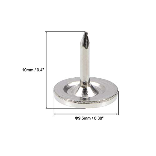Uxcell A19012700UX0054 Upholstery Nails Tacks 9.5Mmx10Mm Flat Head Furniture Nails Pins Silver Tone thumb #2