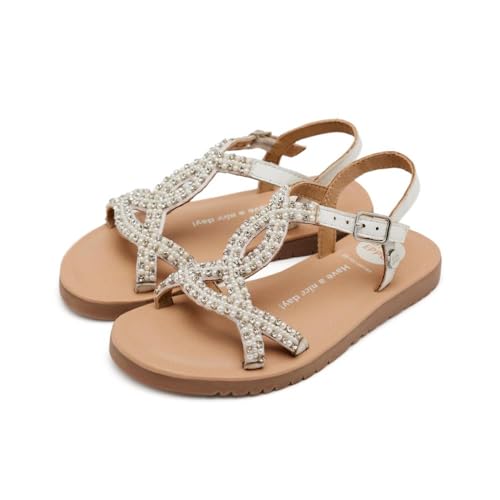 GIOSEPPO Girl's Modern Flat Sandal, White, 8 us