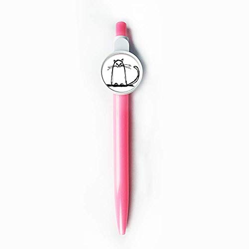 Stylo à bille rétractable bleu Curly Cat Smile Sit Line pour écrire au quotidien