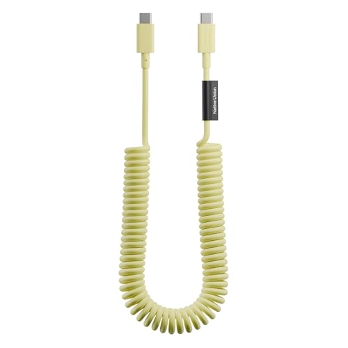 Image of Native Union USB-C Pop Cable XL - Coiled Extendable - 7.9ft Ultra-Strong Charging Cable Compatible with iPhone Air, 17e, 17 Pro Max, iPad Pro M5, Galaxy S26, Fold 7 (Lemon)