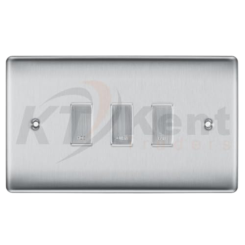 BG Brushed Steel 3 Gang Satin Chrome Custom Grid Switch Panel Kitchen Appliance