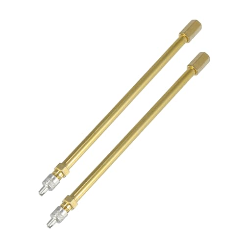REPAIROCK 2pcs 180mm/7.09" Long Brass Auto Tire Valve Extension Adaptor Air Tyre Stem Extender Inflation Stright Bore for Car Truck Motorcycle Bike Scooter Auto Replacement Parts