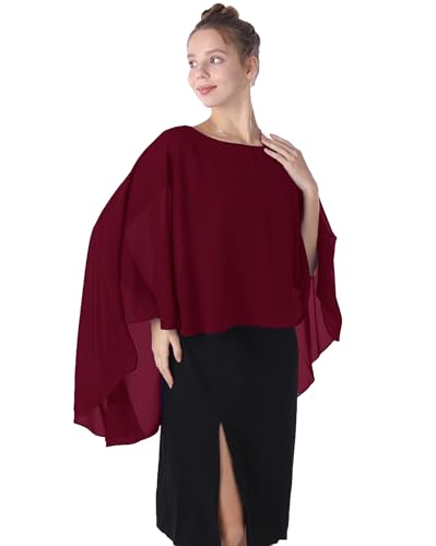 Baoqiya Chiffon Capes Sheer Capelets Long Cape Poncho For Women Plus Size2