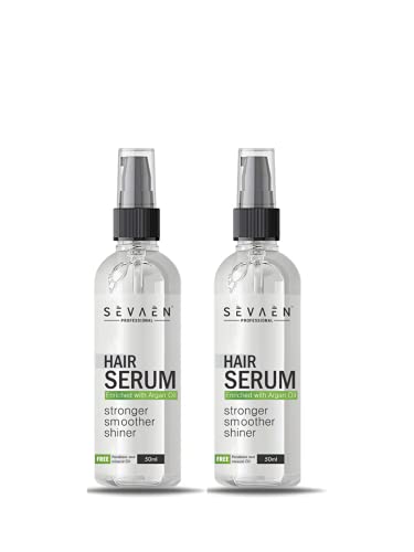 Sevaen Professional Hair Serum with Argan Oil – 50 ml | Promotes Hair Growth & Strengthens Hair | Controls Hair Fall & Fall Rescue for Scalp | Smooth, Shiny & Manageable Hair | Unisex, All Hair Types