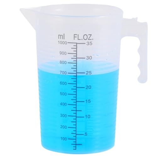 Large Measuring Measure Pitcher for Kitchen, 35oz/1000ml Transparent Plastic Container with Handle, Dual Scale Markings (35oz / 1000ml)
