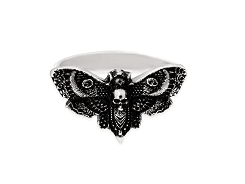 HAQUIL Skull Moth Adjustable Ring, Vintage Insect Bug Ring, Head Luna Moth Jewelry, Retro Skull Moth Jewelry