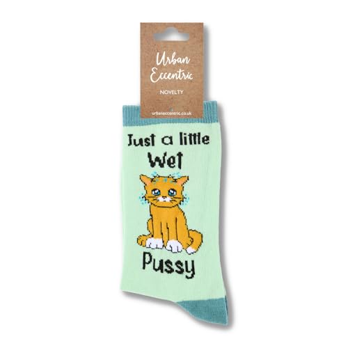 Urban Eccentric Chaussettes unisexes Just A Little Wet Pussy (1 paire) | Chaussettes fantaisie unisexes en coton de qualité supérieure Idée cadeau amusante |...