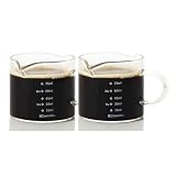 BCnmviku 75ml Messbecher Glas,V-FöRmigem Ausguss Espresso Schnapsgläser Mit Skala,FlüSsig&Trocken Messung MilchkäNnchen FüR Milch,Kaffee,Joghurt(2Stück)
