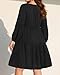 Pinup Fashion Tunic Dress Women Plus Size Black Long Sleeve Babydoll Shift V Neck Cute Casual Fall Loose Flowy Swing Ruffle Dresses