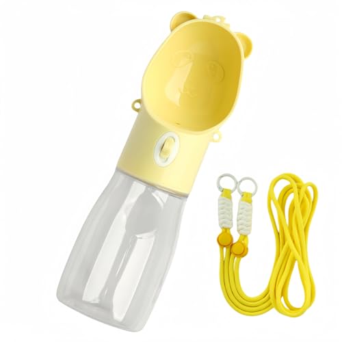 Zomaki 犬猫用水筒、給餌、散歩、水やり、ギフト、アウトドア用、携帯型飲み水ボウル、給水器、漏水防止、外出用水筒、携帯水カップ、ペット飲水器、給水と餌、ペット用品。 (380ml,イエロー)