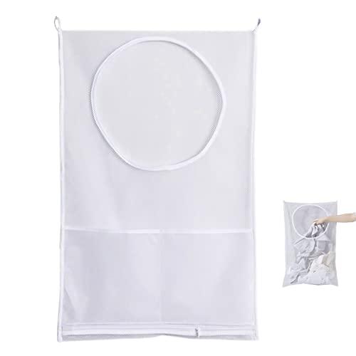 Sac à Linge, Panier à Linge Grande Contenance Sac de Rangement, Sac De Rangement Pour Sac De Placard À Linge Suspendu, pour Salle de Bain(Blanc)