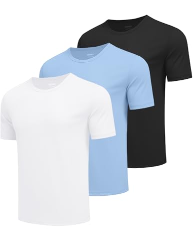 COOFANDY Men's Workout T-Shirts 3 Pack Quick Dry Moisture Wicking Athletic Shirts Crew Neck T Shirts