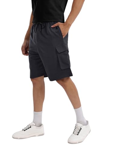Image of Pinkmint Men's Cotton Lycra Shorts | Stretchable Comfortable Men's Shorts with Elastic Waist & Drawstring | Ideal for Gym, Running, Travel