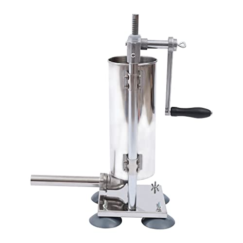 3L Vertical Manual Sausage Stuffer Machine,Stainless Steel Sausage Maker Filling Sausage Filler Meat Tools,Professional Filling Nozzles Attachment,Silver