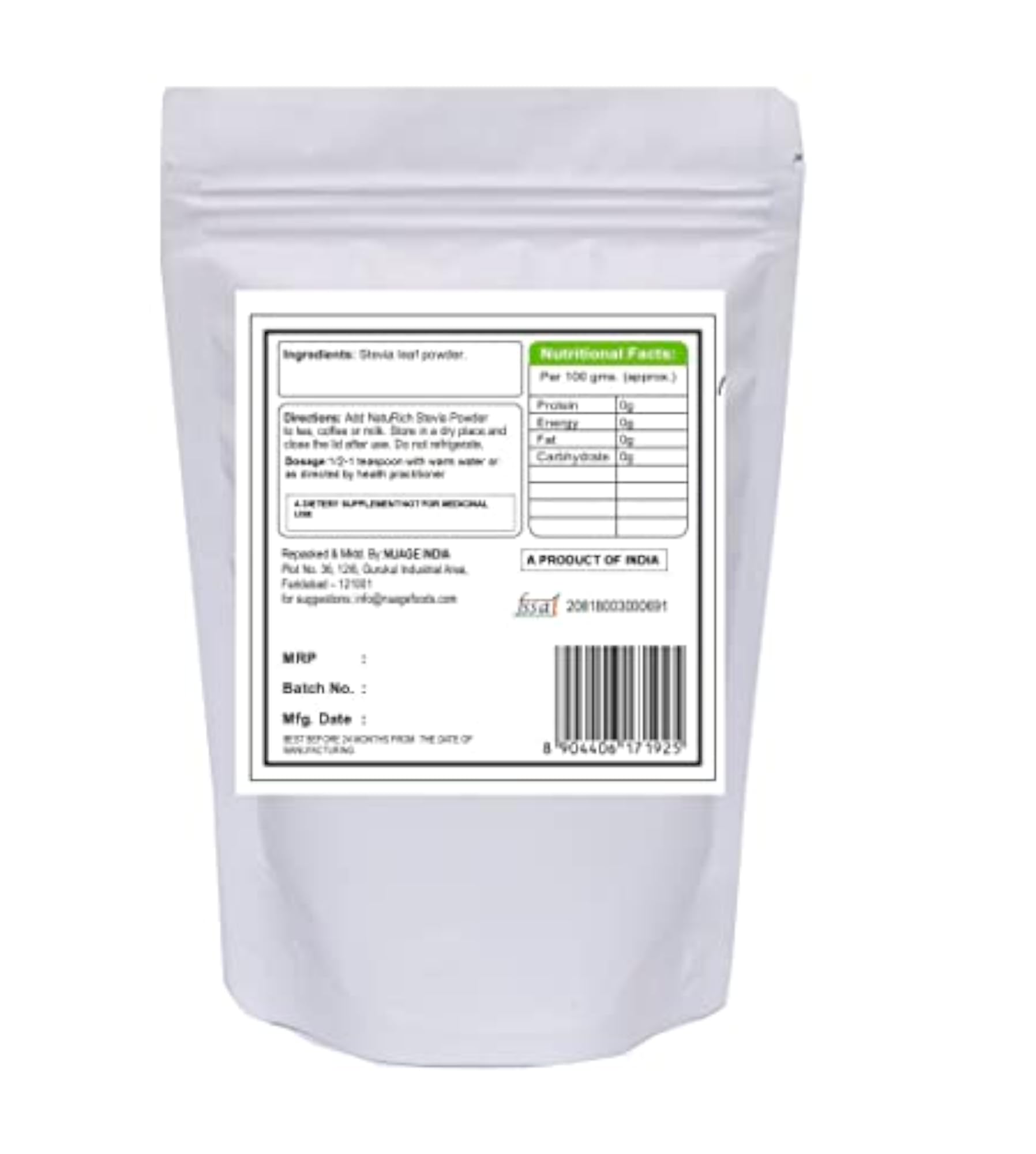 NatuRich Stevia Leaf Powder, 200g
