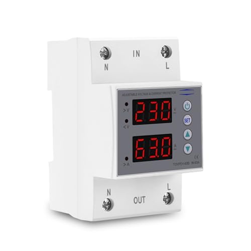 Monitor corriente ajustable 63A 230V con relé protector de sobretensión y subtensión DIN 3