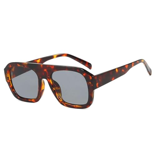 Lunettes de soleil UV400 pour femmes avec verres dégradés gris léopard chic