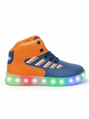 Image of HOOH Kids LED Light Up High Top Sneakers, Grey and Yellow, Breathable Upper with Soft Insole, Lace-Up Shoes