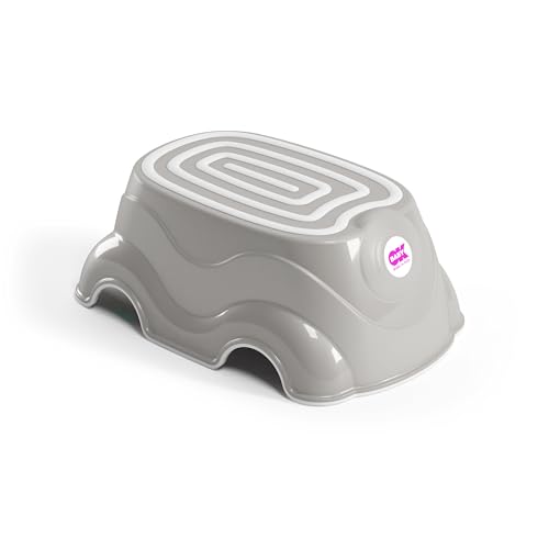 OKBABY Herbie Pedana Sgabello Alzabimbo con Gomma Antiscivolo per Bambini, Grigio