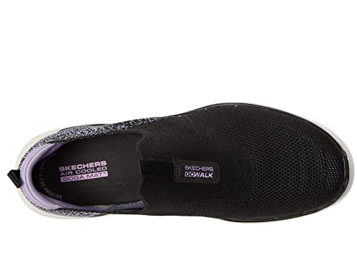 Skechers Women's GO Walk 6-Glimmering Sneaker, Black/Lavender, 11