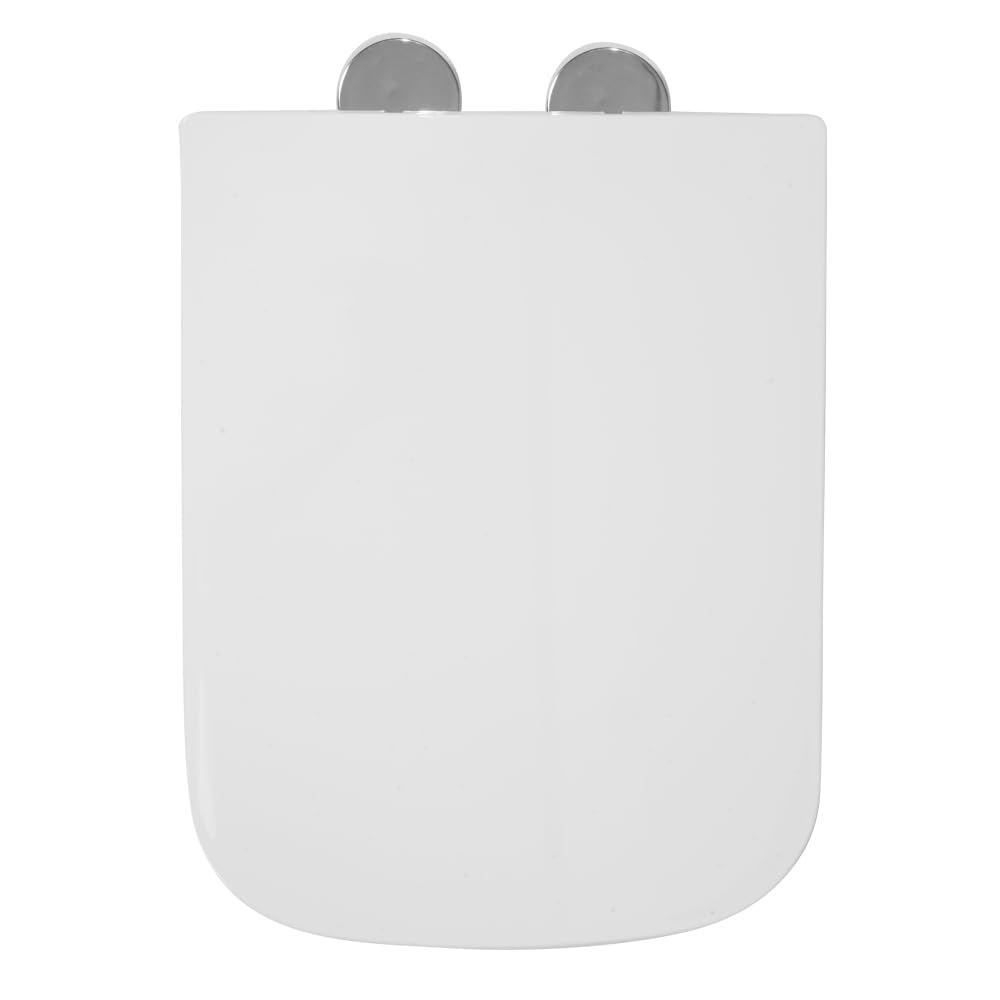 MASTER BATH MB743 QQ Toilet Seat Cover, Soft Close Toilet Seat 35cm x 44cm, Rectangle Shape for Western Commode, Toilet Seat Cover with Top Fixing Steel Hinges 3