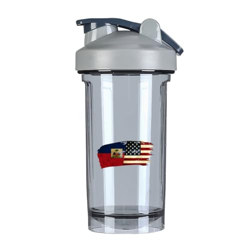 Haitian America Flag 18 Ounce Shaker Cup,Fashion Theme Pattern Shaker Bottle Leak-proof Workout Shake Bottles 500ML/18 oz Perfect for Pre Workout