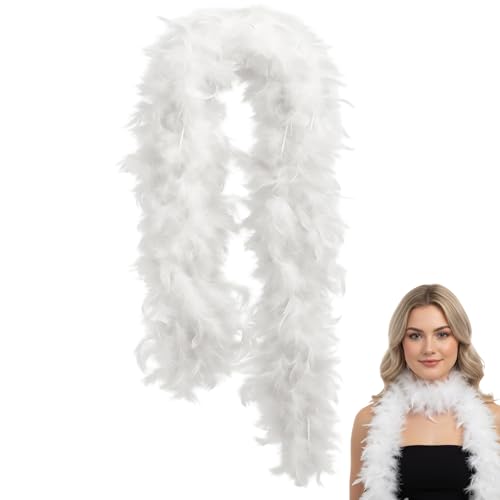 KxrTpx White Feather Boa 2m Long Feather Boa with Soft White Feathers Elegant Accessory for Special Occasions Lightweight and Comfortable