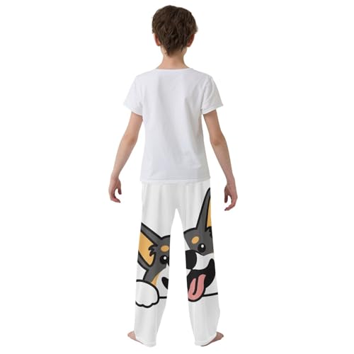Boys' Pants Welsh Corgi Tricolor Dog Waving Paw Long Bottoms Jogger Pants Elastic Waist Trousers with Pockets S-XL3